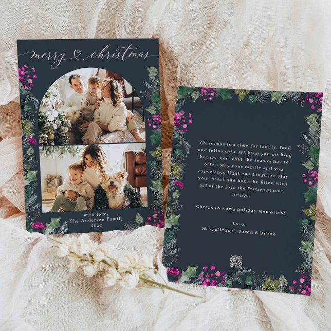 Elegante tarjeta de Navidades de foto de color ros (Subido por el creador)