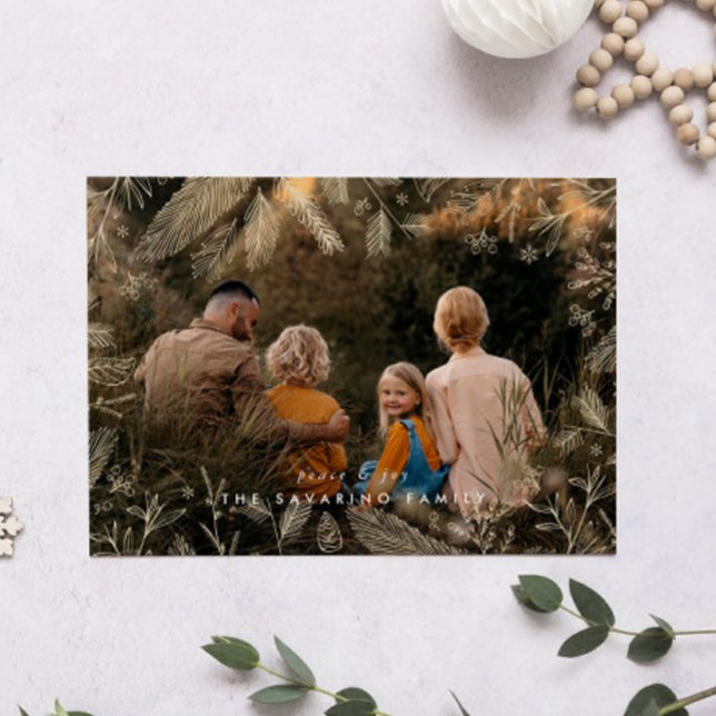 Elegante tarjeta de Navidades de foto de ramas de  (Subido por el creador)