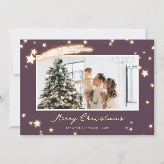 Elegante Tarjeta de Navidades de fotografía con es (Anverso)