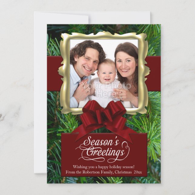 Elegante Tarjeta de Navidades de fotografía con ma (Anverso)