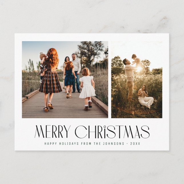 Elegante tarjeta de navidades de fotografía famili (Anverso)