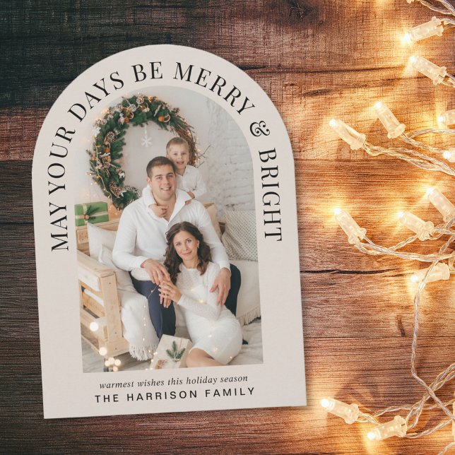 Elegante tarjeta de Navidades de fotos de merry Br (Share the love and warmth of the holiday season with this personalized photo Christmas card)