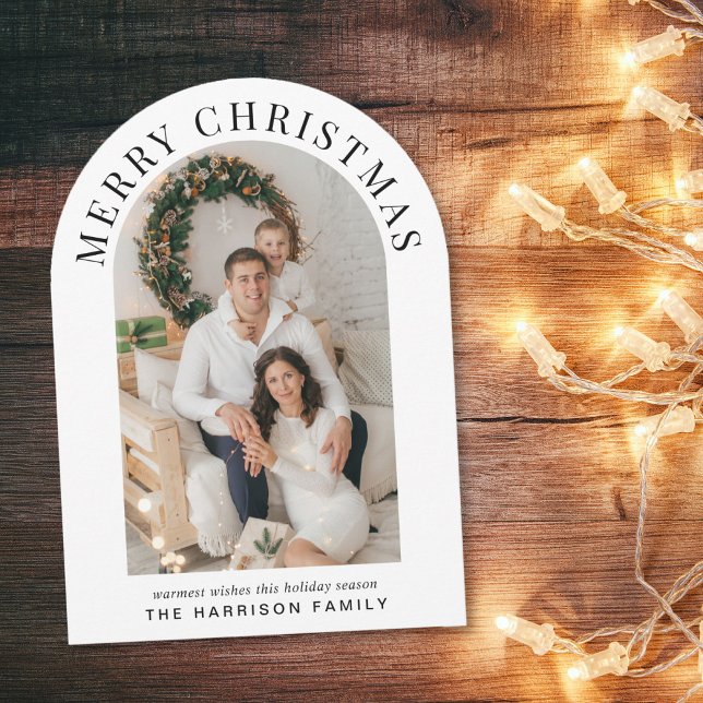 Elegante tarjeta de Navidades de fotos del Arco na (Share the love and warmth of the holiday season with this personalized photo Christmas card)