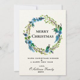 Elegante tarjeta de Navidades de guirnaldas azules