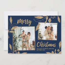 Elegante tarjeta de Navidades de la Marina Gold