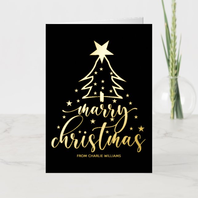 Elegante tarjeta de Navidades de la tipografía de  (Anverso)