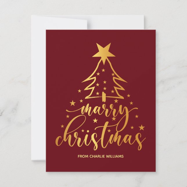 Elegante tarjeta de Navidades de la tipografía de  (Anverso)