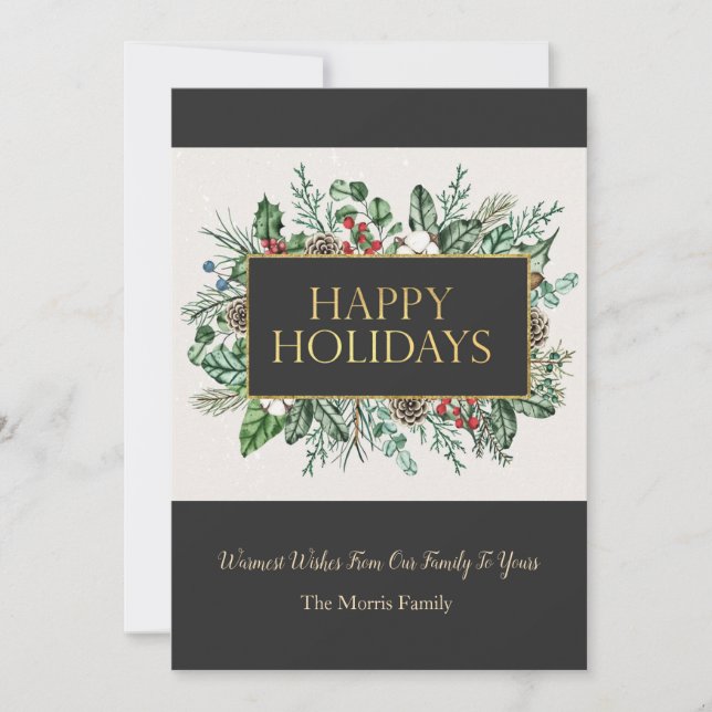Elegante tarjeta de Navidades de la vegetación (Anverso)