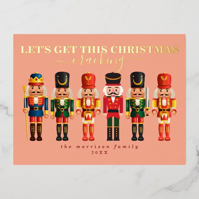 Elegante tarjeta de Navidades de nueces de Relieve (Anverso)