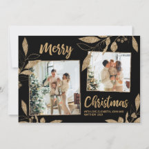 Elegante tarjeta de Navidades de oro para 2 Collag