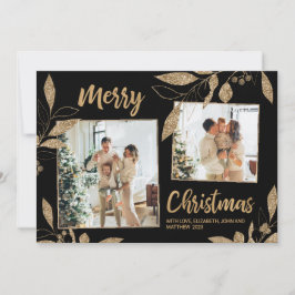 Elegante tarjeta de Navidades de oro para 2 Collag