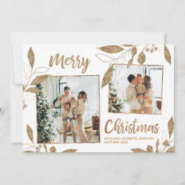 Elegante tarjeta de Navidades de oro para 2 Collag