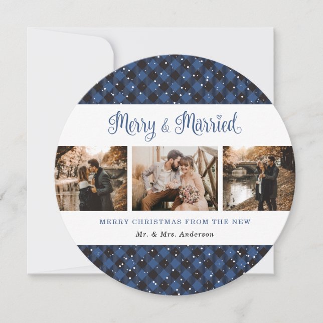 Elegante tarjeta de Navidades de talla azul para r (Anverso)