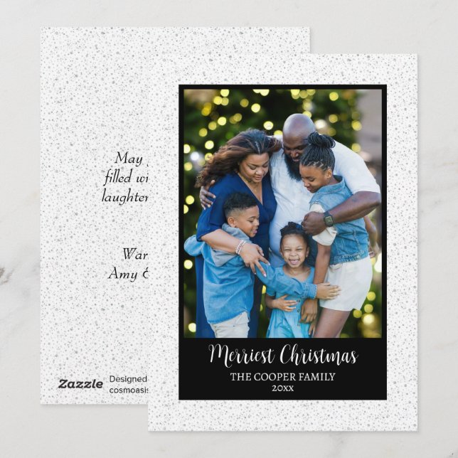 Elegante tarjeta de Navidades de vacaciones de fot (Anverso / Reverso)