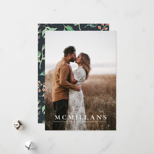 Elegante tarjeta de Navidades del patrón de vacaci (Anverso/Reverso In Situ)