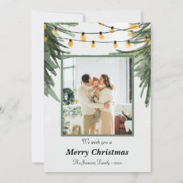elegante tarjeta de Navidades familiares con acuar