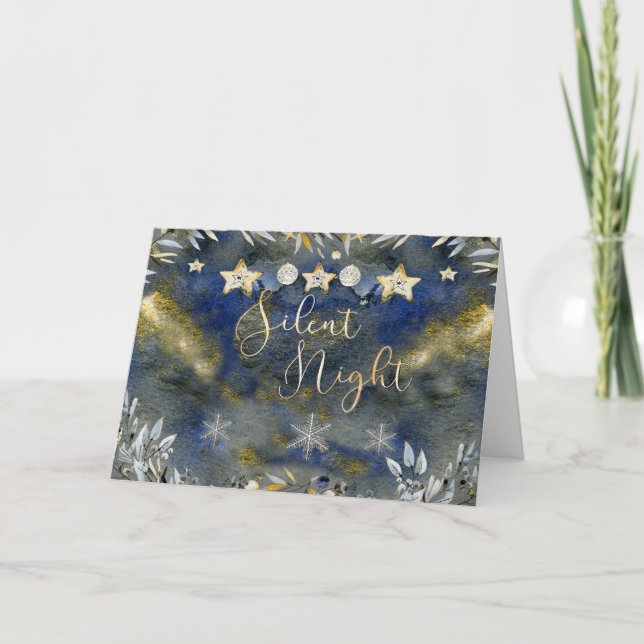 Elegante tarjeta de Navidades nocturnos silencioso (Anverso)