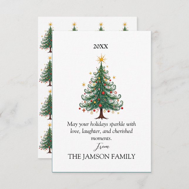 Elegante Tarjeta de Navidades Personalizados (Anverso / Reverso)