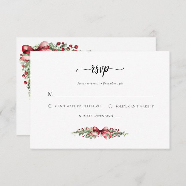 Elegante tarjeta de Navidades RSVP (Anverso / Reverso)