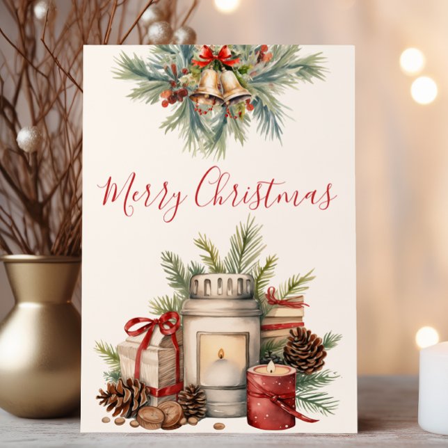 Elegante tarjeta de Navidades verdes y rojos (Subido por el creador)