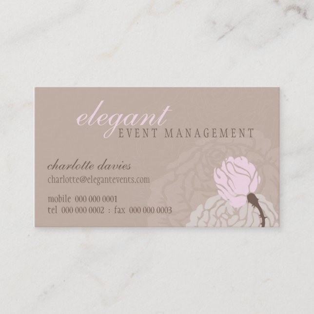 ELEGANTE TARJETA DE NEGOCIO rosa elegante (Anverso)