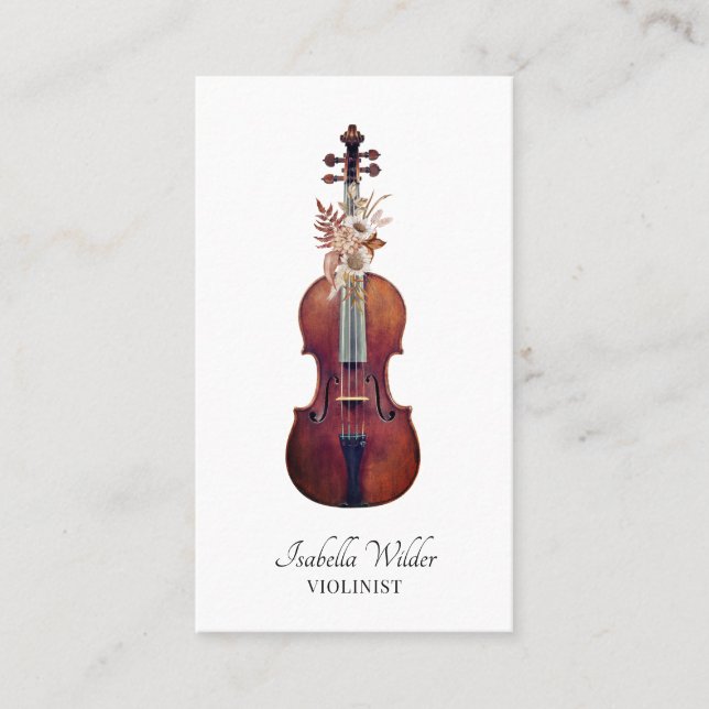 Elegante Tarjeta de Negocios Cellista (Anverso)