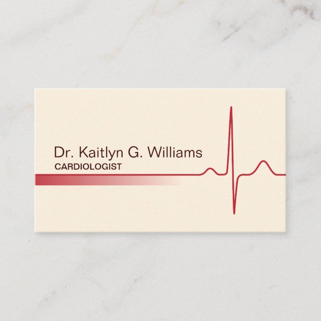 Elegante tarjeta de negocios de cardiólogo de onda (Anverso)