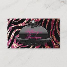 Elegante tarjeta de negocios de moda Zebra fuchsia