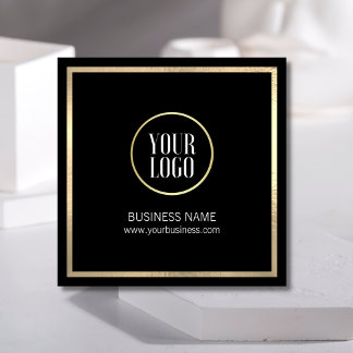 Elegante tarjeta de negocios de oro negro | LOGOTI