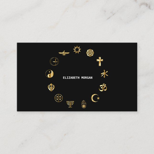 Elegante tarjeta de negocios de yoga negro y dorad (Anverso)