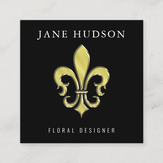 Elegante Tarjeta de Negocios Fleur de Lis Design (Anverso)