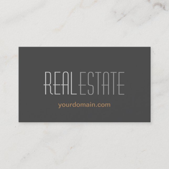 Elegante Tarjeta De Negocios Gray Real Estate Stan (Anverso)