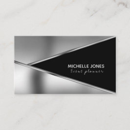 Elegante tarjeta de negocios metálica de plata y n