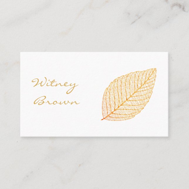 Elegante tarjeta de negocios minimalista de hoja d (Anverso)