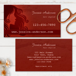 Elegante Tarjeta de Negocios Red Hair Salon