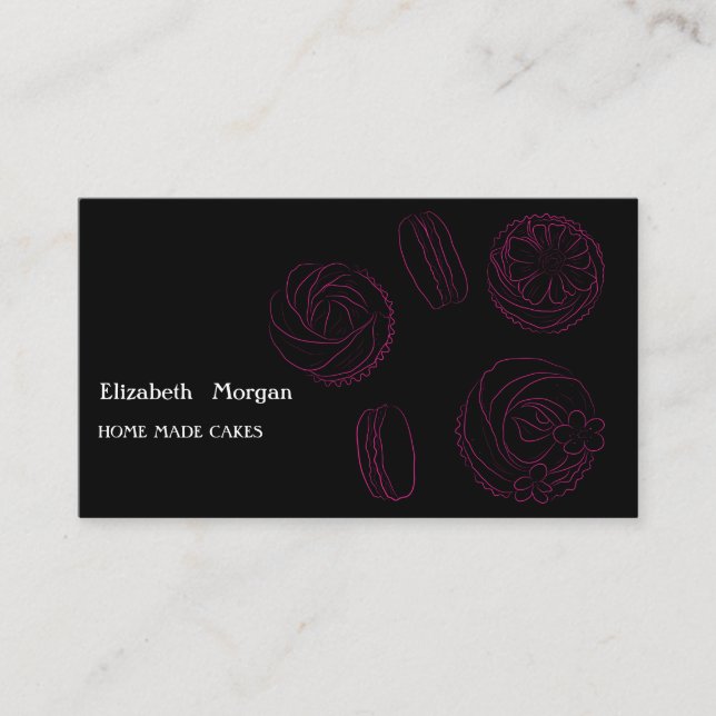 Elegante tarjeta de negocios rosa negro para tu du (Anverso)