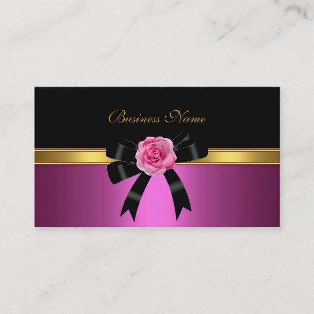 Elegante tarjeta de negocios rosa rosa rosa negro  (Anverso)