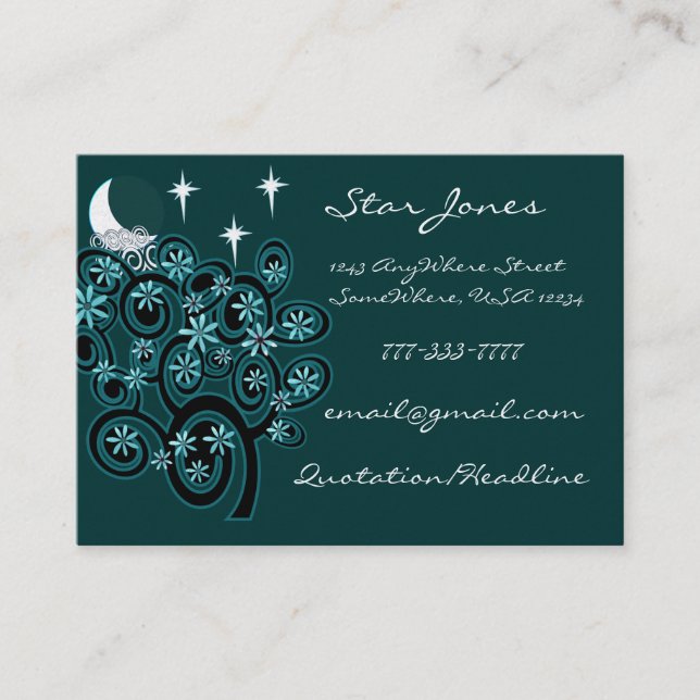 Elegante Tarjeta De Negocios Swirl - Con Estrellas (Anverso)