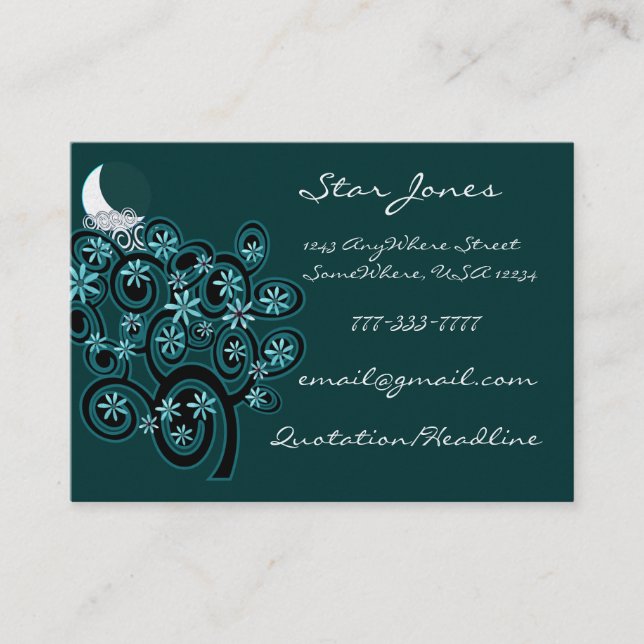 Elegante Tarjeta De Negocios Swirl - Con Luna (Anverso)