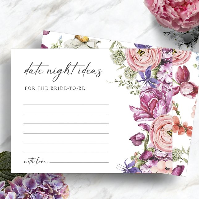 Elegante tarjeta de noche floral colorida (Elegant Colorful Jewel Tone Floral Date Night Card by Painted Paperie
)