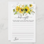 Elegante tarjeta de noche floral de girasol<br><div class="desc">Una hermosa frontera floral de girasol amarillo se encuentra en la parte superior de esta tarjeta de la noche del día.</div>