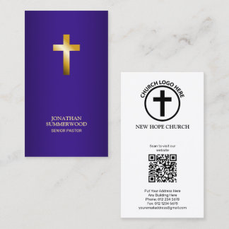 Elegante tarjeta de nombre cruzado de oro morado p