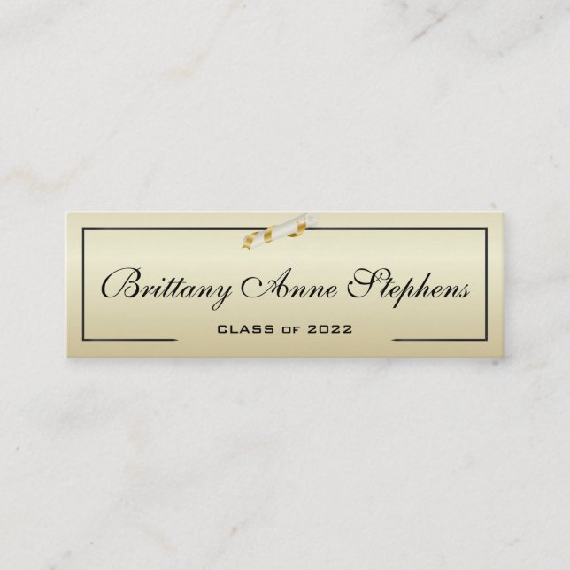 Elegante tarjeta de nombre de diploma de oro Inser (Anverso)