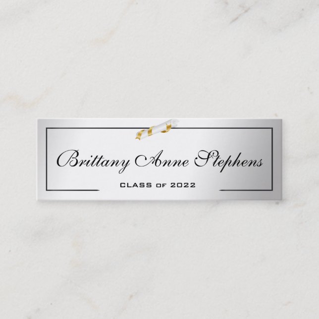 Elegante tarjeta de nombre de diploma plateado Ins (Anverso)