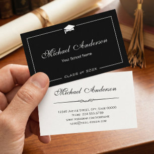 Elegante tarjeta de nombre de graduación de la tap