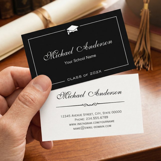 Elegante tarjeta de nombre de graduación de la tap (Subido por el creador)