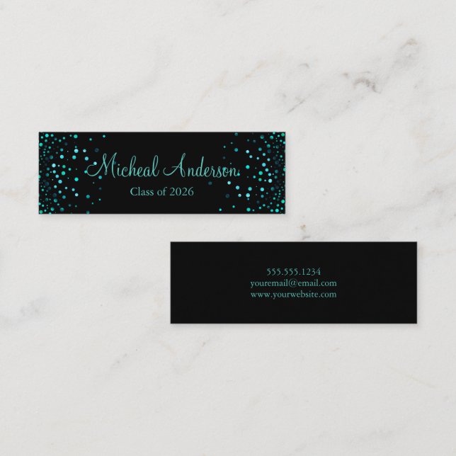 Elegante tarjeta de nombre de graduación de Purpur (Anverso / Reverso)