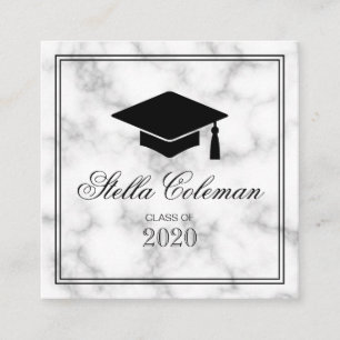 Elegante tarjeta de nombre de mármol para graduad