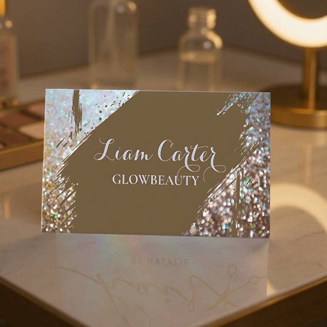 Elegante tarjeta de nombre personalizada del pince (Elegant Holographic Brush Card - Front)