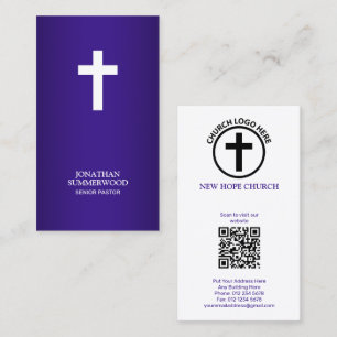 Elegante tarjeta de nombre púrpura de la Cruz Blan